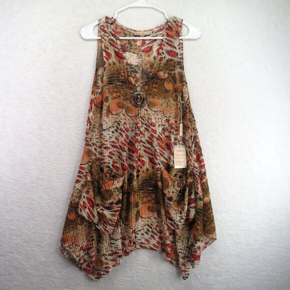Paradise Coverup Womens Size Medium Sleeveless Boho Tunic Mesh Animal Print New - Picture 2 of 9